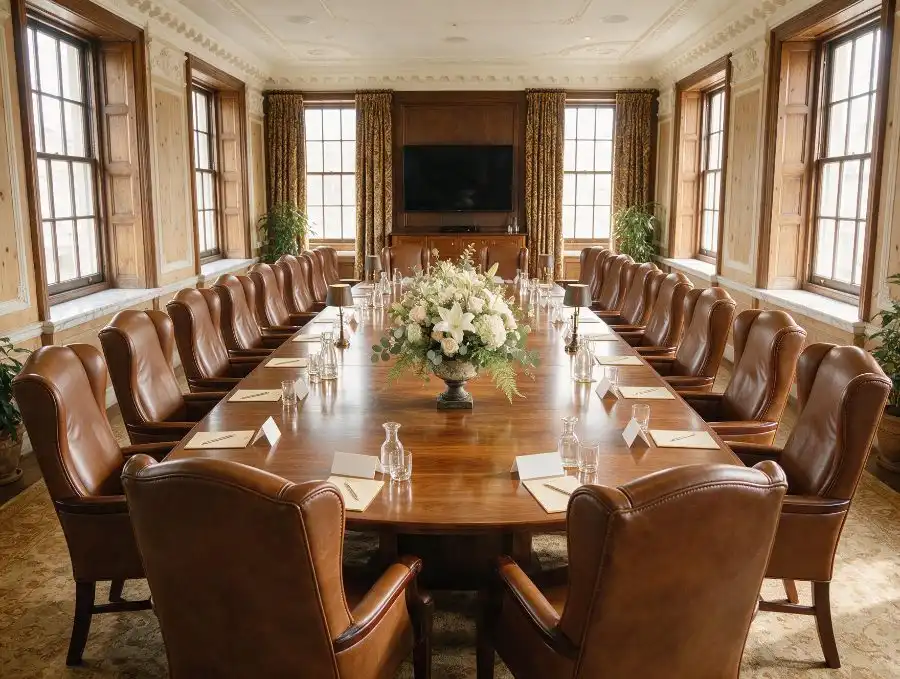 Library boardroom set for a meeting