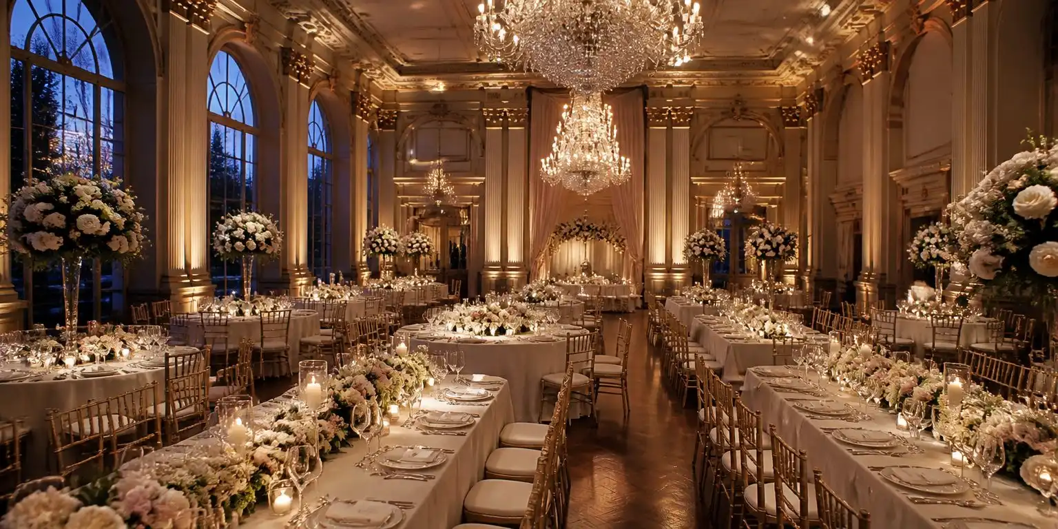 The Ballroom set for a wedding reception